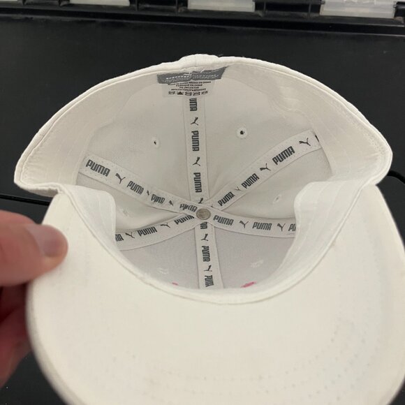 Puma Youth Patch Cap Hat Kid's Leaping Cat Logo White Pink Flex - Picture 4 of 5